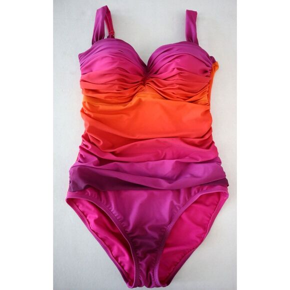 Bleu Rod Beattie Sz 12 Purple Crush Cool Breeze Shirred Underwire One-Piece - Picture 5 of 8